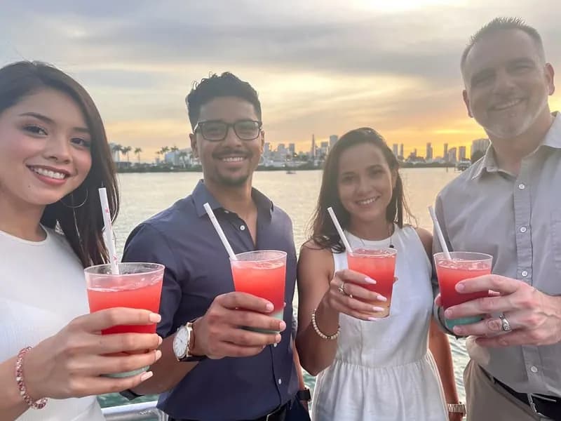 Group enjoying cocktails on the cruise
